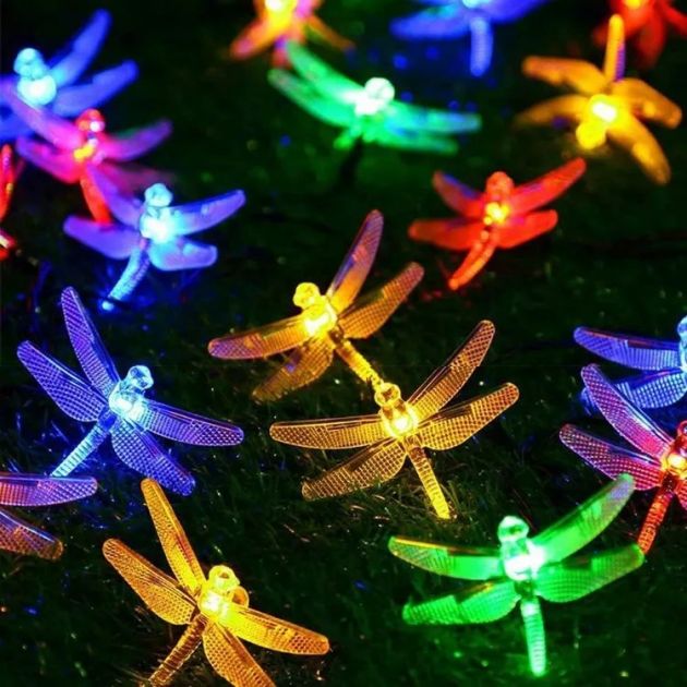 Ηλιακά Φωτάκια - 5m RGB λιβελούλες, 20 LED, Ηλιακό Πάνελ & IP44