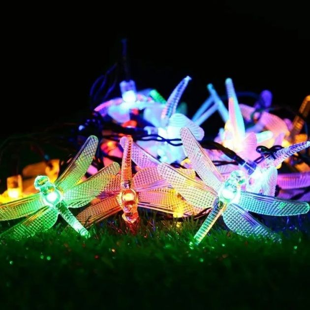 Ηλιακά Φωτάκια - 5m RGB λιβελούλες, 20 LED, Ηλιακό Πάνελ & IP44