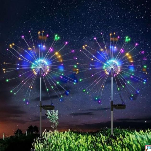 Ηλιακά Φωτάκια Κήπου Firework 150 LED – Εφέ Πυροτεχνημάτων | Σετ 2 Τεμ, Αδιάβροχα, Ηλιακή Ενέργεια