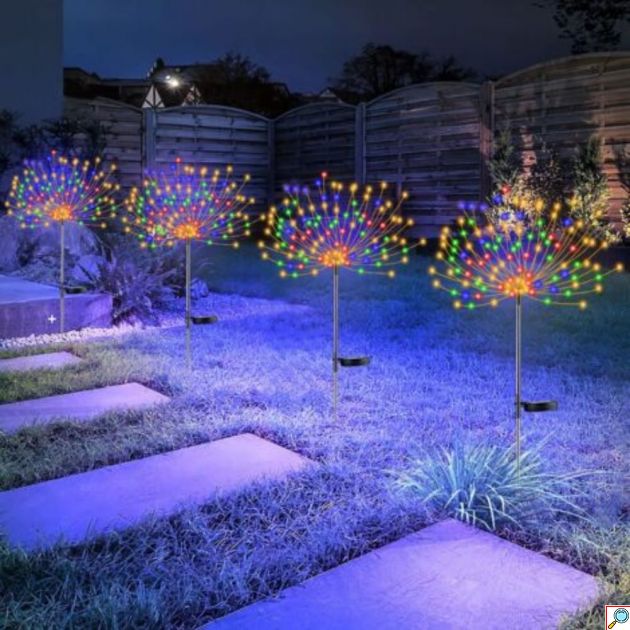 Ηλιακά Φωτάκια Κήπου Firework 150 LED – Εφέ Πυροτεχνημάτων | Σετ 2 Τεμ, Αδιάβροχα, Ηλιακή Ενέργεια