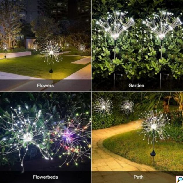 Ηλιακά Φωτάκια Κήπου Firework 150 LED – Εφέ Πυροτεχνημάτων | Σετ 2 Τεμ, Αδιάβροχα, Ηλιακή Ενέργεια