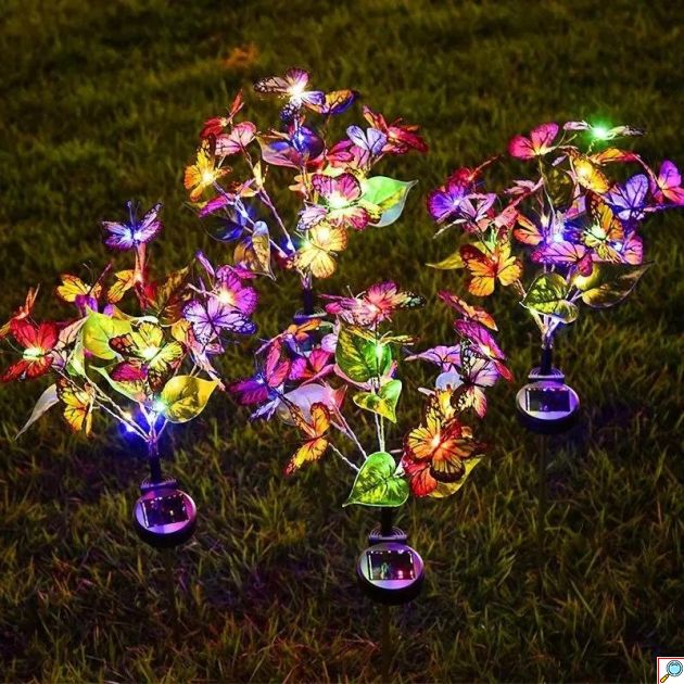 Ηλιακό Φωτιστικό Κήπου LED Με Πεταλούδες - Πολύχρωμος Διακοσμητικός Φωτισμός Για Εξωτερικούς Χώρους