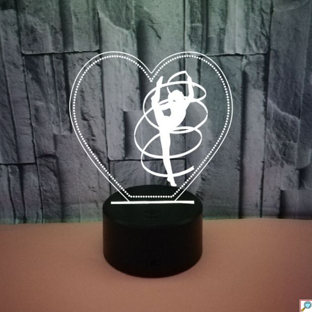 Επιτραπέζιο Φωτιστικό LED 3D Illusion Χορεύτρια - 7 Χρώματα - Ατμοσφαιρικός Φωτισμός, Touch Button, USB & Μπαταρίες