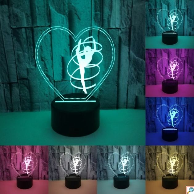 Επιτραπέζιο Φωτιστικό LED 3D Illusion Χορεύτρια - 7 Χρώματα - Ατμοσφαιρικός Φωτισμός, Touch Button, USB & Μπαταρίες