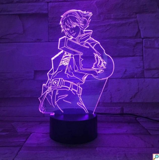 Επιτραπέζιο Φωτιστικό LED 3D Illusion Ezreal League of Legends - 7 Χρώματα, Ατμοσφαιρικός Φωτισμός & USB Τροφοδοσία για Gaming Δωμάτια