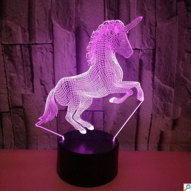 Επιτραπέζιο Φωτιστικό LED 3D Illusion Μονόκερος - 7 Χρώματα - Φωτιστικό Νυκτός με Smart Touch & USB, Ιδανικό για Παιδικό Δωμάτιο