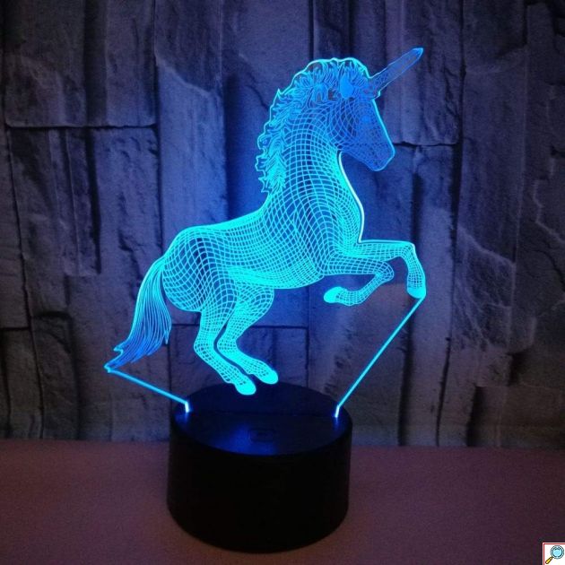 Επιτραπέζιο Φωτιστικό LED 3D Illusion Μονόκερος - 7 Χρώματα - Φωτιστικό Νυκτός με Smart Touch & USB, Ιδανικό για Παιδικό Δωμάτιο