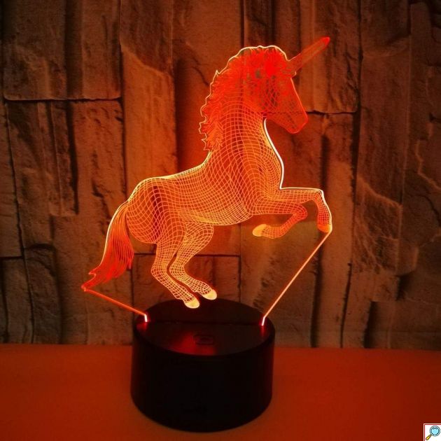 Επιτραπέζιο Φωτιστικό LED 3D Illusion Μονόκερος - 7 Χρώματα - Φωτιστικό Νυκτός με Smart Touch & USB, Ιδανικό για Παιδικό Δωμάτιο
