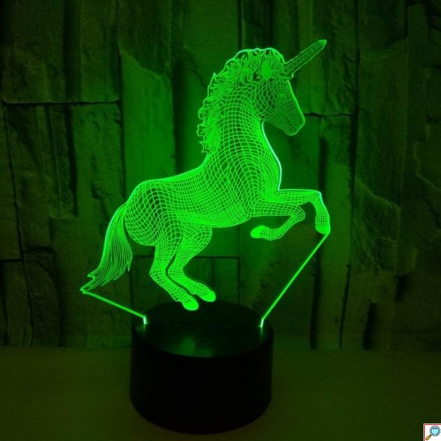 Επιτραπέζιο Φωτιστικό LED 3D Illusion Μονόκερος - 7 Χρώματα - Φωτιστικό Νυκτός με Smart Touch & USB, Ιδανικό για Παιδικό Δωμάτιο