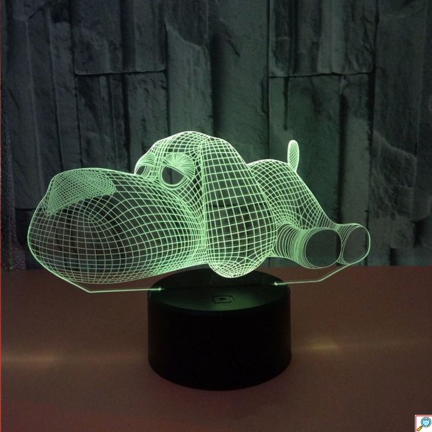 Επιτραπέζιο Φωτιστικό LED 3D Illusion Σκυλάκι - 7 Χρώματα, Touch Button & Διπλή Τροφοδοσία - Ιδανικό για Διακόσμηση Παιδικού Δωματίου