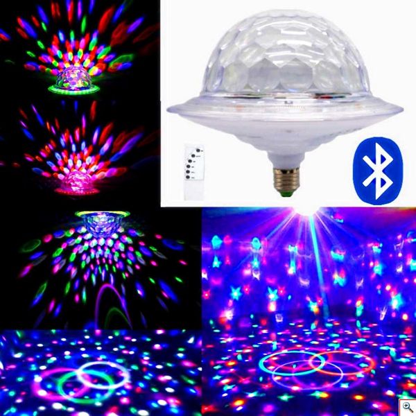 LED Λάμπα Φωτορυθμικό Με Ηχείο E27 UFO Bluetooth / USB με Τηλεχειριστήριο
