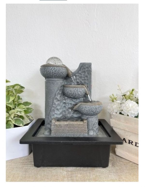 Διακοσμητικό Συντριβάνι Feng Shui Καταρράκτης με Εφέ LED Φωτισμού και Κρυστάλλινη Σφαίρα 28x23x18 cm