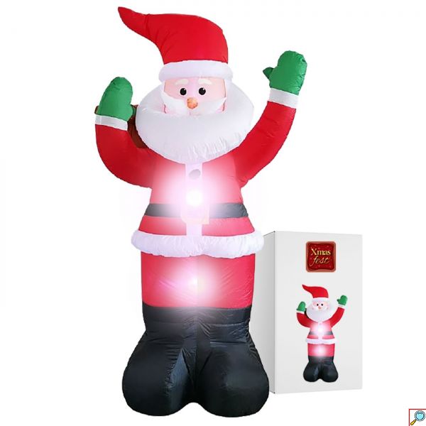 Extra Bright Φωτιζόμενος Διακοσμητικός Φουσκωτός Άγιος Βασίλης 180cm, με Προτζέκτορα, Ενσωματωμένο Blower και Αδιάβροχη Προστασία IP44