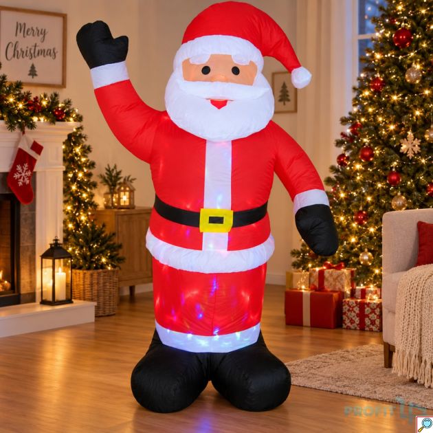 Φουσκωτός Άγιος Βασίλης 180cm με Extra Bright LED Φωτισμό