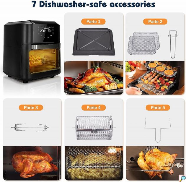 Φριτέζα Αέρος Φούρνος 12L 1500W – Υγιεινό Μαγείρεμα - Οθόνη Αφής, 9 Προγράμματα, Μεγάλη Χωρητικότητα, Οικογενειακή