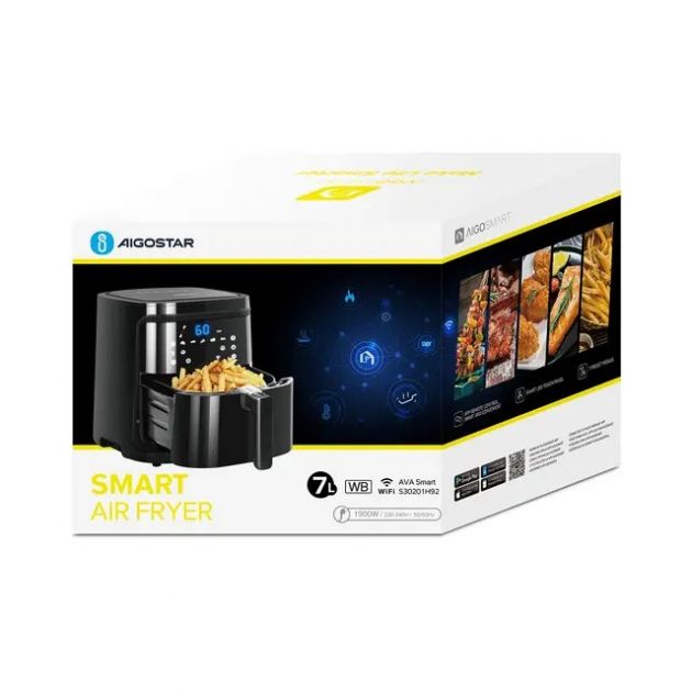 Έξυπνη Φριτέζα Αέρος WiFi 7L 1900W – Υγιεινό Μαγείρεμα - Οθόνη Αφής, 7 Προγράμματα, Έλεγχος μέσω App, Οικογενειακό Μέγεθος