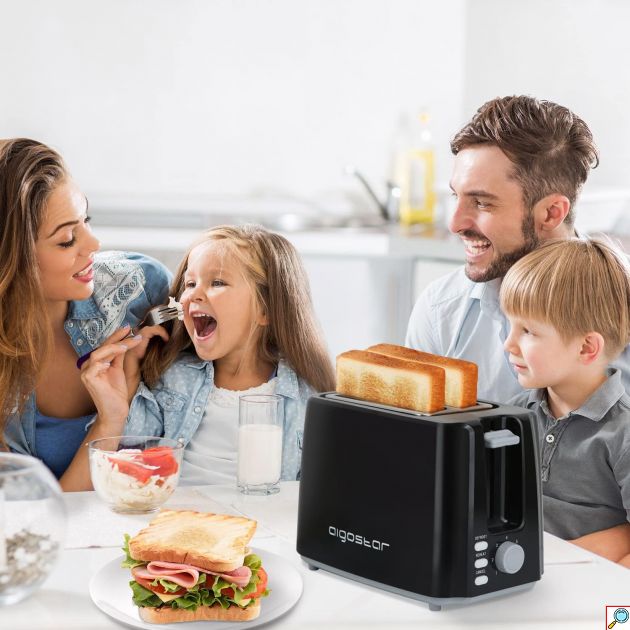 Φρυγανιέρα 2 Θέσεων 750W - Με 7 Ρυθμίσεις Ψησίματος και Αποσπώμενο Δίσκο για τα Ψίχουλα - AIGOSTAR