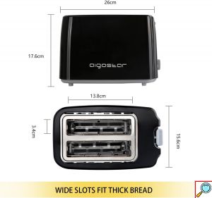 Φρυγανιέρα 2 Θέσεων 750W - Με 7 Ρυθμίσεις Ψησίματος και Αποσπώμενο Δίσκο για τα Ψίχουλα - AIGOSTAR