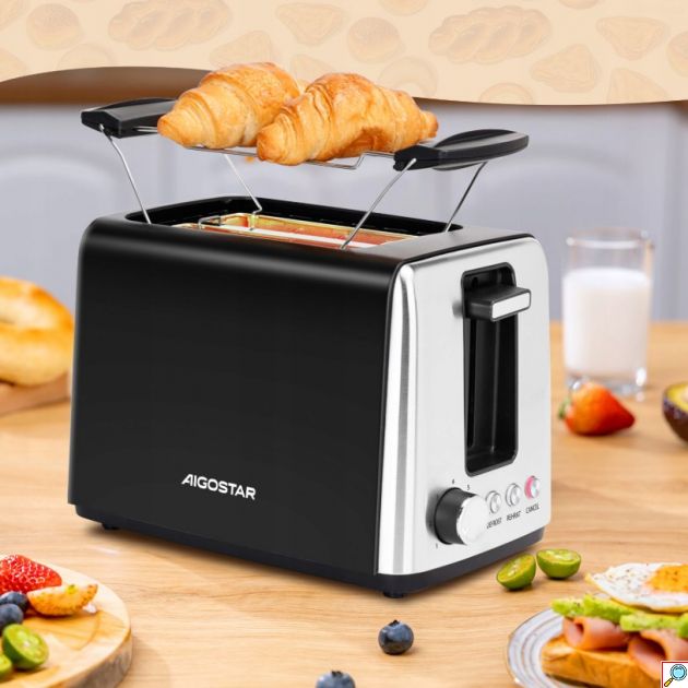 Φρυγανιέρα Aigostar 750W με 2 Θέσεις και 7 Επίπεδα Ψησίματος, Μαύρη