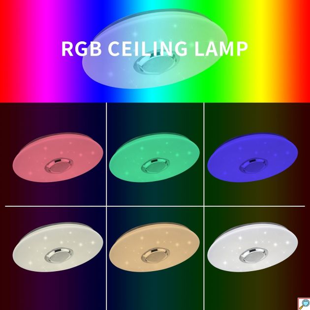 Έξυπνο Στρογγυλό Φωτιστικό Οροφής RGB με Τηλεχειριστήριο και Ηχείο - Universo