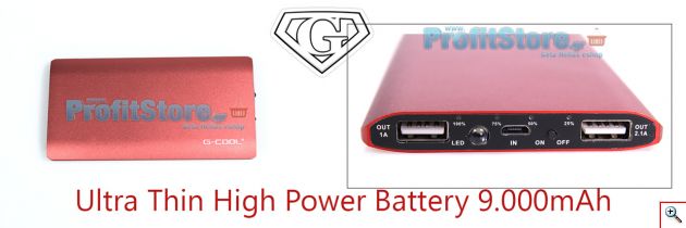 Ultra Thin Power Bank 9.000mAh 2,1A - Μπαταρία Φορτιστής G-COOL GC-TS02