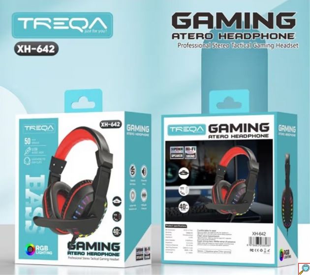 Gaming Ακουστικά με RGB Φωτισμό και 40mm Drivers, Αποσπώμενο Μικρόφωνο και Άνετα Μαξιλαράκια