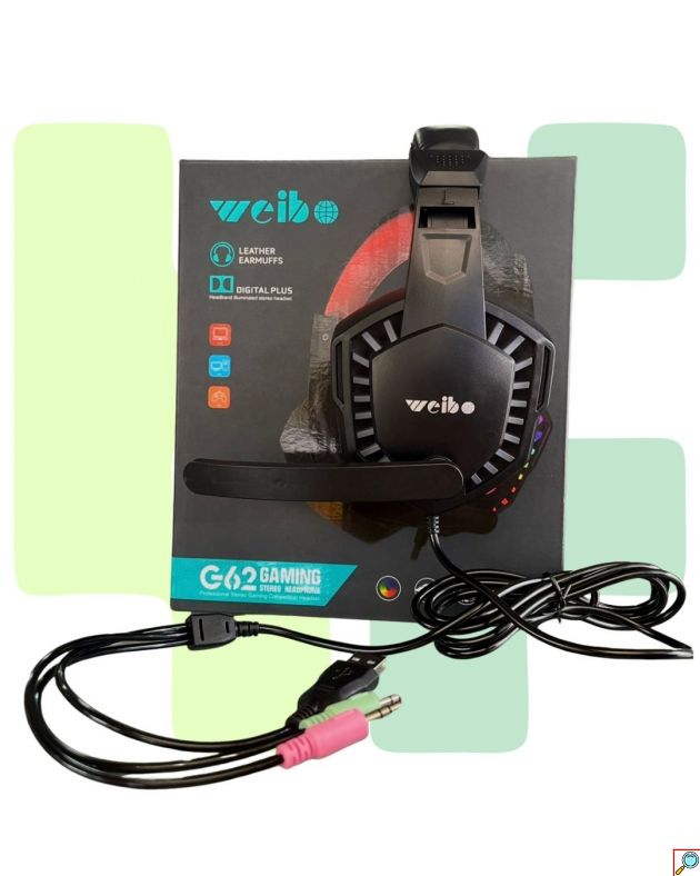 Ενσύρματα Gaming Ακουστικά Weibo G62 με Μικρόφωνο & RGB LED - 2x 3.5mm & USB