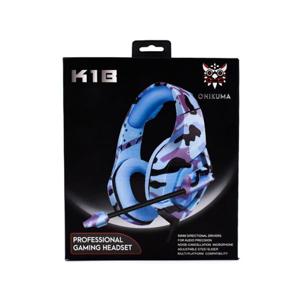 Gaming Headset Over Ear με Μείωση Θορύβου και Μικρόφωνο για PC, Laptop, PS4 & Smartphone Ακουστικά Onikuma K18 - Μπλέ Παραλλαγης