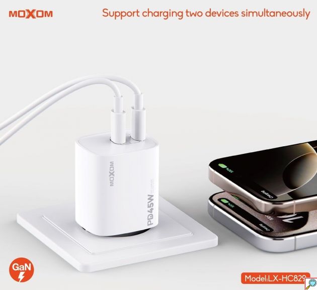 Φορτιστής GaN 45W – Ταχεία φόρτιση με 2x USB-C, για δύο συσκευές ταυτόχρονα