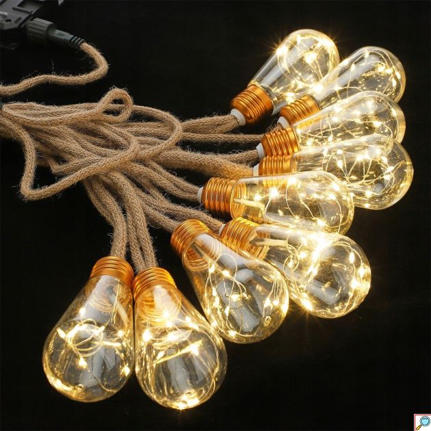 Ηλιακή Γιρλάντα LED 7,8m με 16 Λαμπάκια - Ζεστός εξωτερικός φωτισμός - Τηλεχειριστήριο, 8 λειτουργίες, IP65