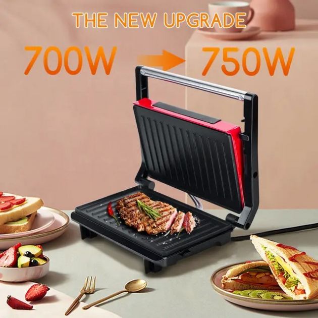 Τοστιέρα Γκριλιέρα 750W με Αντικολλητικές Πλάκες - Γρήγορο Ψήσιμο για Τοστ, Panini & Κρέας, Floating Lid, Εύκολο Καθάρισμα