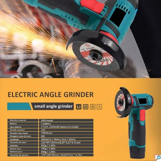 Γωνιακός Τροχός 76mm Μπαταρίας 2x1.5Ah