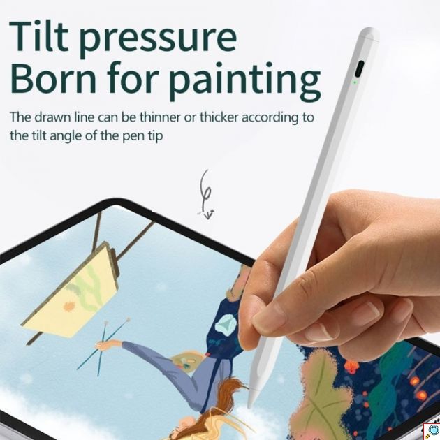 Ψηφιακή Γραφίδα Αφής για iPad – με Palm Rejection, Tilt & Μαγνητική Στήριξη - Λευκή, Επαναφορτιζόμενη, Εναλλακτική του Apple Pencil