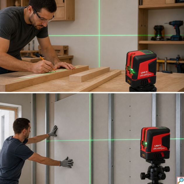 Γραμμικό Αλφάδι Laser UNI-T με Πράσινη Δέσμη 2 Ακτίων - Σταυρού & Αυτόματη Οριζοντίωση