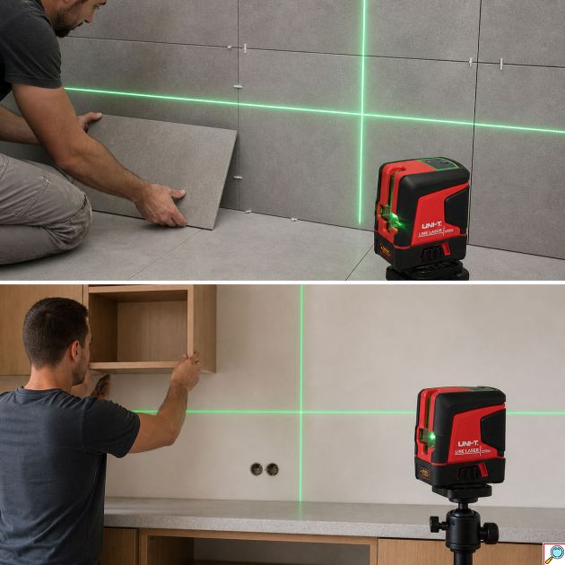 Γραμμικό Αλφάδι Laser UNI-T με Πράσινη Δέσμη 2 Ακτίων - Σταυρού & Αυτόματη Οριζοντίωση