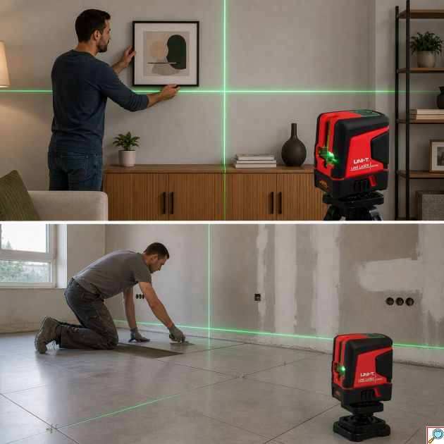 Γραμμικό Αλφάδι Laser UNI-T με Πράσινη Δέσμη 2 Ακτίων - Σταυρού & Αυτόματη Οριζοντίωση
