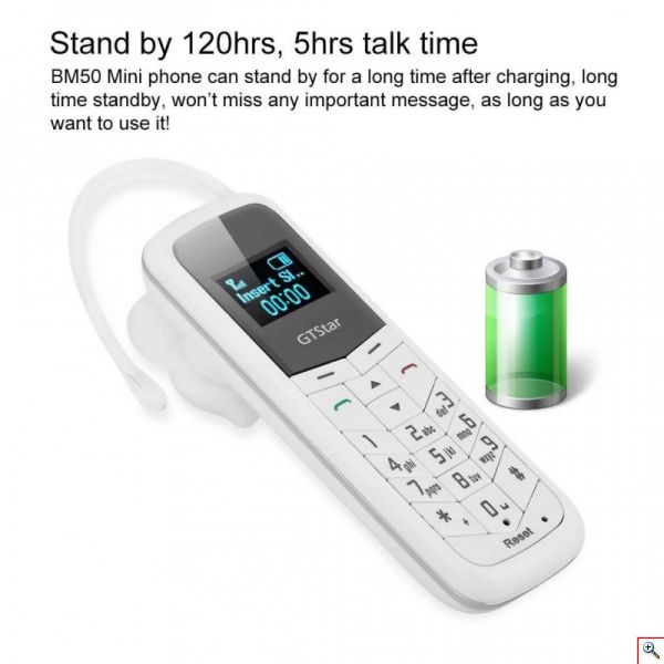 GTSTAR Ακουστικό Bluetooth - Κινητό τηλέφωνο με Πληκτρολόγιο και κάρτα Sim 2 σε 1