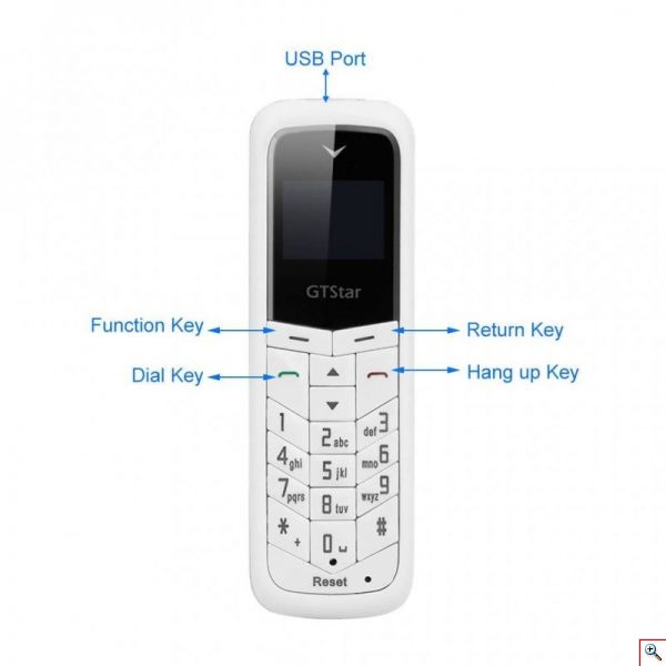 GTSTAR Ακουστικό Bluetooth - Κινητό τηλέφωνο με Πληκτρολόγιο και κάρτα Sim 2 σε 1
