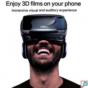 3D VRG Pro Headset Ρυθμιζόμενα Γυαλιά Εικονικής Πραγματικότητας με Ενσωματωμένα Ανασυρόμενα Ακουστικά για Smartphone Κινητά 5 έως 7 Ιντσών