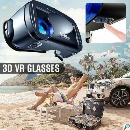 3D VRG Pro Headset Ρυθμιζόμενα Γυαλιά Εικονικής Πραγματικότητας με Ενσωματωμένα Ανασυρόμενα Ακουστικά για Smartphone Κινητά 5 έως 7 Ιντσών