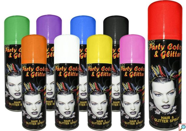 Σπρέι Χρώμα Μαλλιών Halloween 125ml με Glitter, Party Color για Μεταμφίεση, Διαθέσιμο σε Πολλά Χρώματα