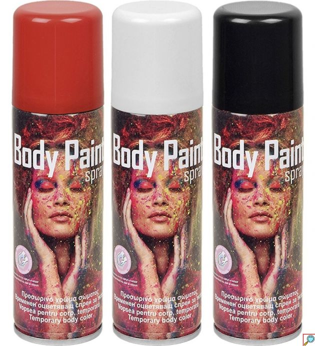 Σπρέι Χρώμα Σώματος Halloween Body Paint 125ml, Προσωρινό Χρώμα για Μακιγιάζ Τρόμου, Κόκκινο, Λευκό ή Μαύρο
