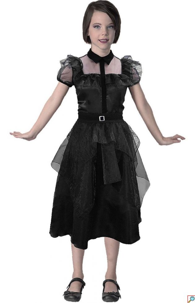 Στολή Halloween Παιδική Μαύρο Φόρεμα με Τούλι και Δαντέλα, Κοριτσίστικη Γοτθική Μεταμφίεση, Περιέχει Φόρεμα και Ζώνη