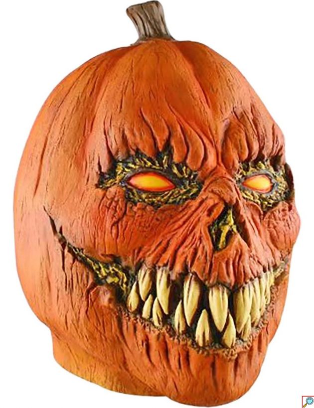 Μάσκα Τρόμου Latex Κολοκύθα Halloween με Κοφτερά Δόντια και Φωτεινά Μάτια, Αποκριάτικη Μάσκα Προσώπου
