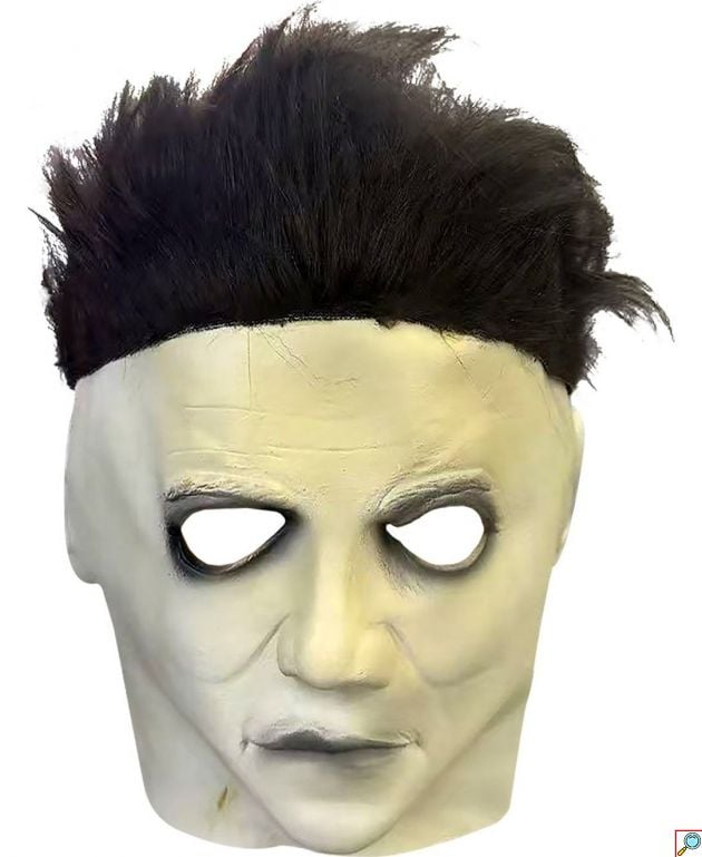 Μάσκα Τρόμου Halloween Latex Κακός με Λευκό Πρόσωπο και Μαύρα Μαλλιά, Λαστιχένια Μάσκα Μεταμφίεσης