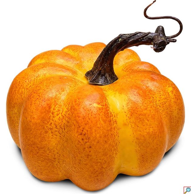 Σετ 2 Διακοσμητικές Κολοκύθες Halloween Πλαστικές Πορτοκαλί με Καφέ Κοτσάνι 13x11cm, Διακόσμηση Τραπεζιού και Βιτρίνας