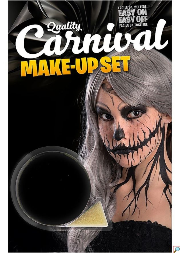 Μακιγιάζ Halloween σε Βάζο Μαύρο 10gr με Σφουγγαράκι για Σκελετό, Νεκροκεφαλή και Μεταμφίεση
