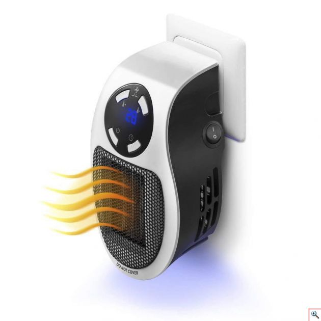 Μίνι Σόμπα Πρίζας - Αερόθερμο 500Watt με Τηλεχειριστήριο, Θερμοστάτη, Χρονοδιακόπτη, Ρυθμιζόμενη Πρίζα & Οθόνη οικονομική