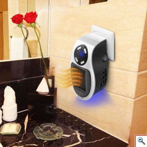 Hoomei Μίνι Σόμπα Πρίζας - Αερόθερμο 500Watt με Τηλεχειριστήριο, Θερμοστάτη, Χρονοδιακόπτη, Ρυθμιζόμενη Πρίζα & Οθόνη hm-8822