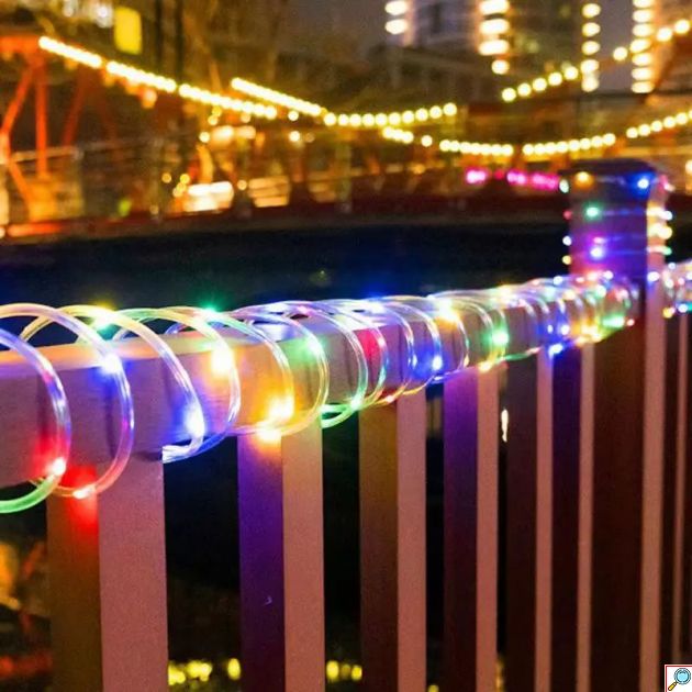 Ηλιακά Χριστουγεννιάτικα Λαμπάκια σε Φωτοσωλήνα 20m - 200 RGB LED με Φωτοβολταϊκό Πάνελ
